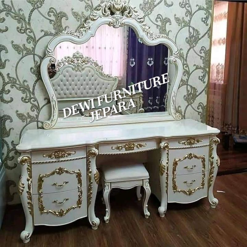 meja rias cantik meja rias jati ukiran mewah furniture Jepara