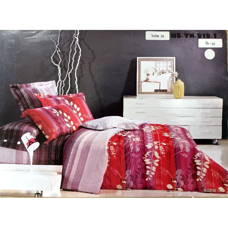 sprei katun jepang motif garis-garis / motif dedaunan