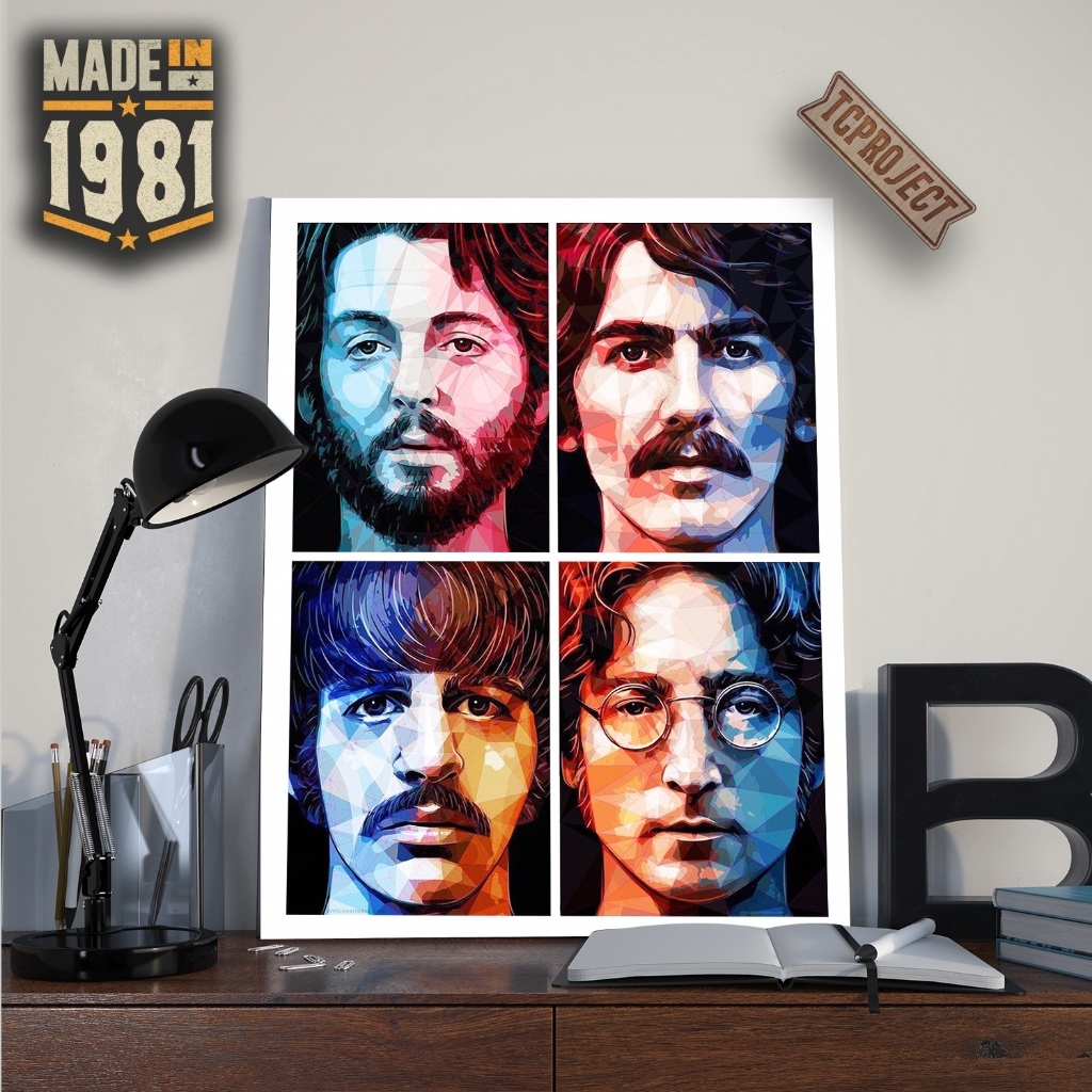 Poster The Beatles Musik Band - Hiasan dinding kayu  025