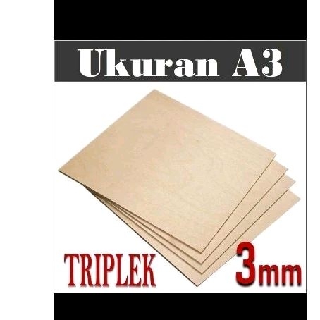 Triplek 3 mm ukuran A3 /custom triplek