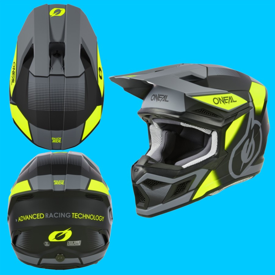 Helm Onel 3 Series ViSION Black Neon Yellow Grey Helm Helmet Oneal 3 Series Original