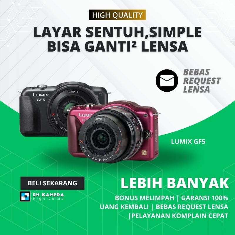 MIRRORLESS LUMIX GF5 LUMIX GF2 PEMULA SIMPLE MIRRORLESS MURAH KAMERA PEMULA