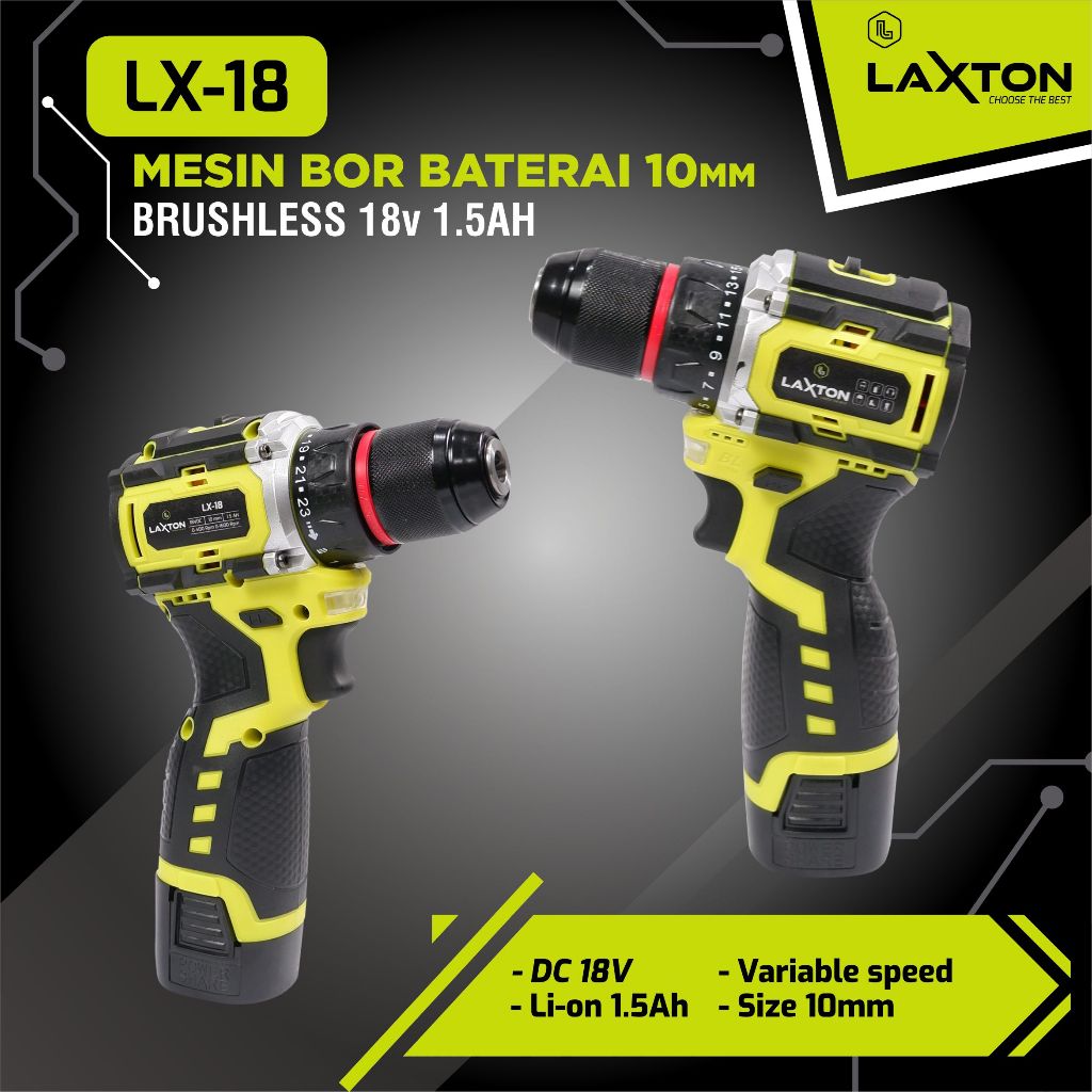 Laxton mesin bor baterai 10mm LX-18