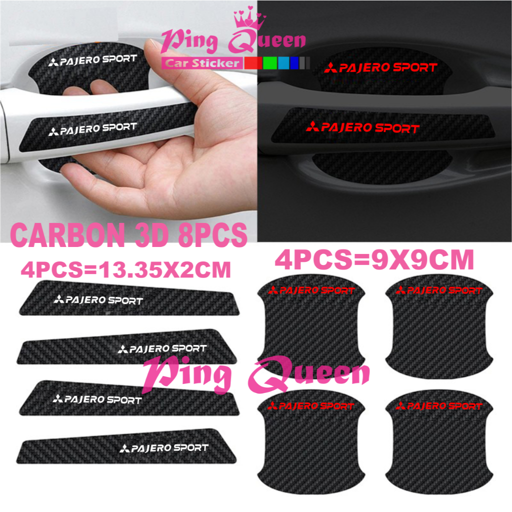 8PCS STICKER HANDLE MOBIL PAJERO SPORT STICKER PELINDUNG HANDLE GAGANG PINTU MOBIL MITSUBISHI PAJERO