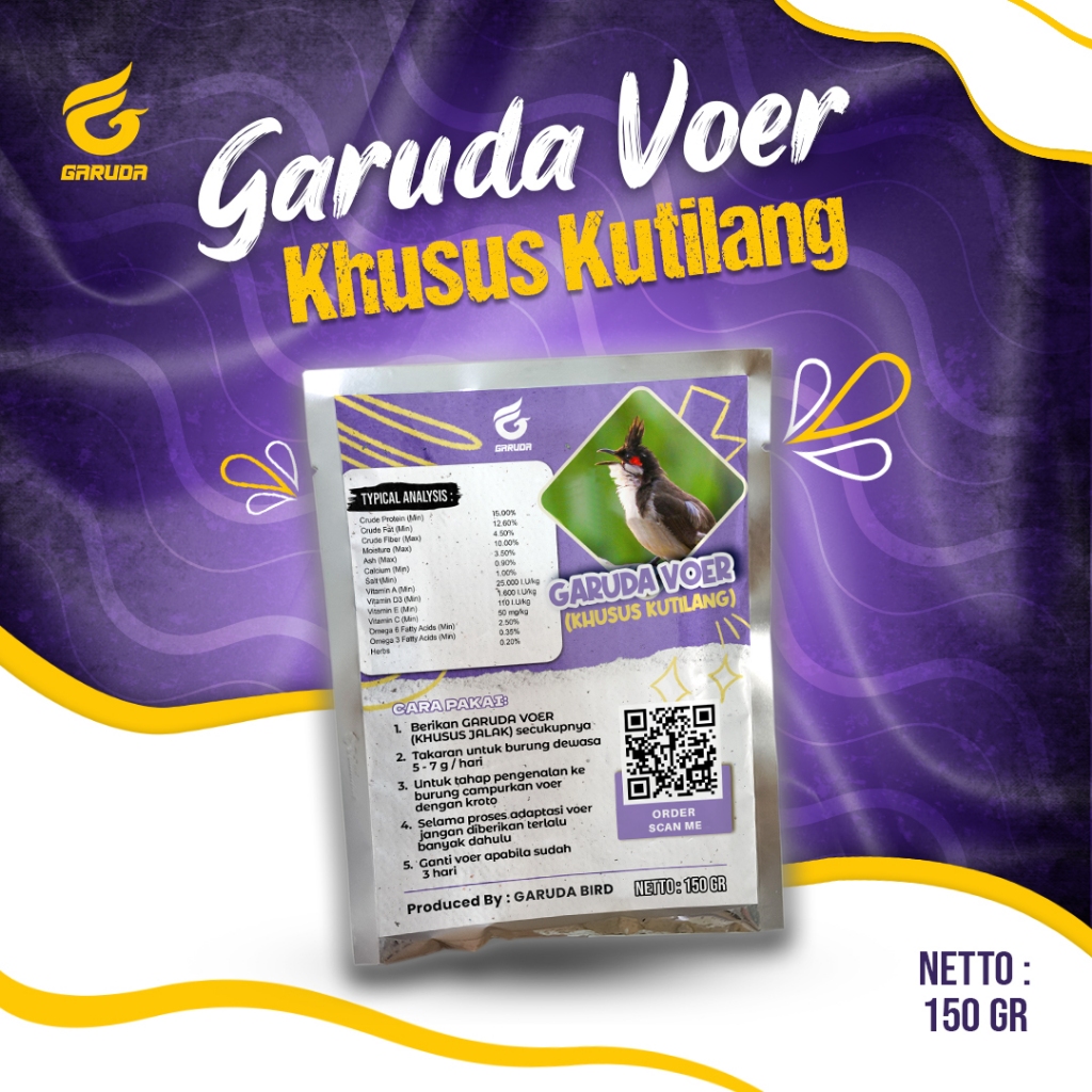 VOER BURUNG KUTILANG | VOER HARIAN | VOER NUTRISI KOMPLIT | GARUDA VOER HARIAN KHUSUS KUTILANG | GAR