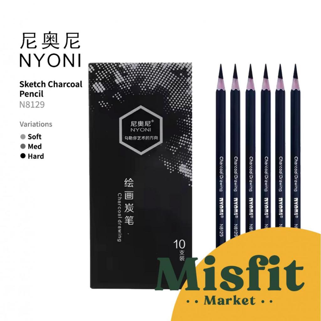 

NYONI N8129 Standard Custom Charcoal Pencil (Satuan) Pensil Kayu Arang