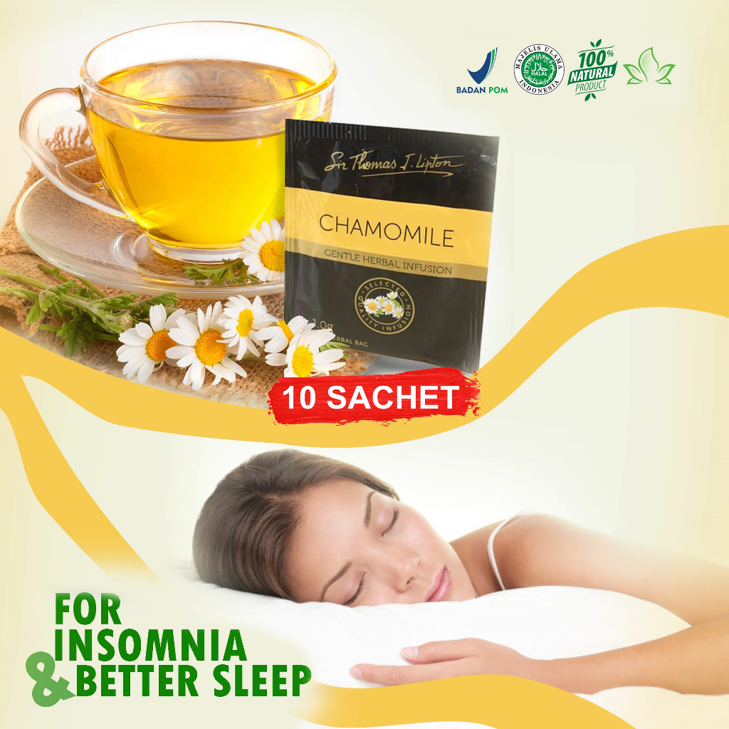 

BPOM obat anti cemas dan depresi insomnia sulit tidur Tea Teh Chamomile herbal alami AMPUH