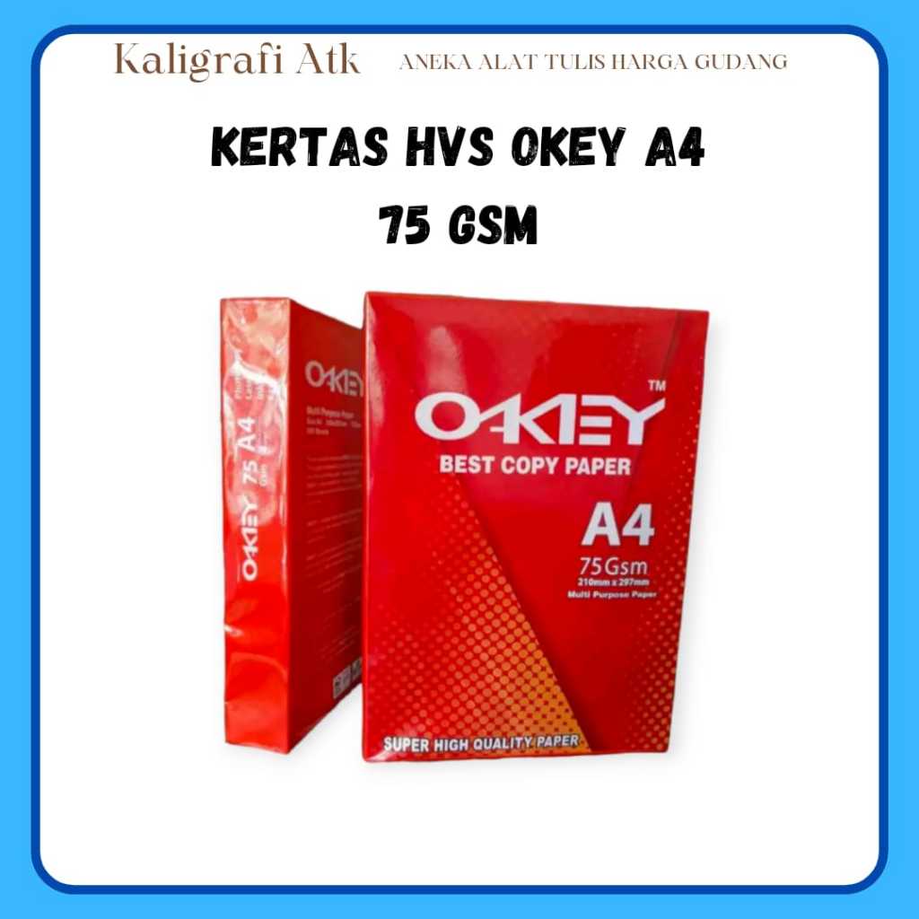 

Kertas HVS A4 okey 75 gsm 1RIM (BISA INSTANT)
