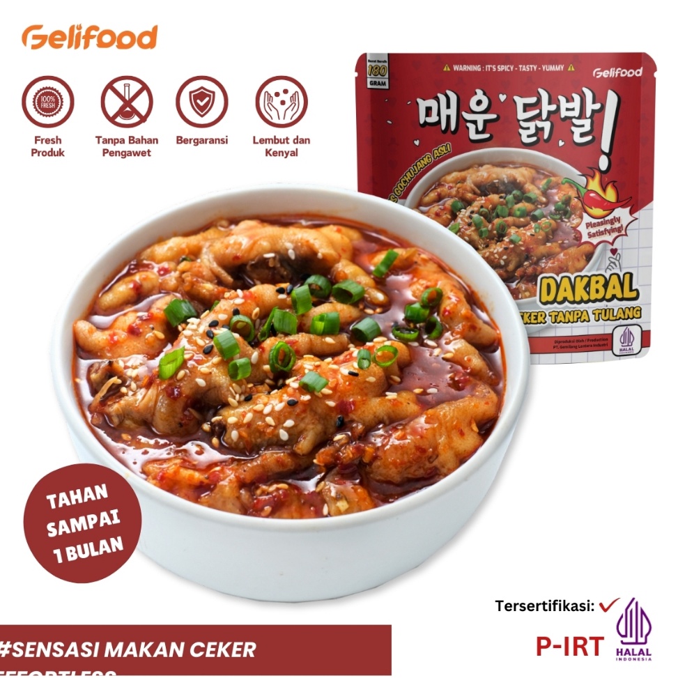 

Harga lebay Geli Food Dakbal Ceker Tanpa Tulang Saos Gochujang 18gr Khas Korea