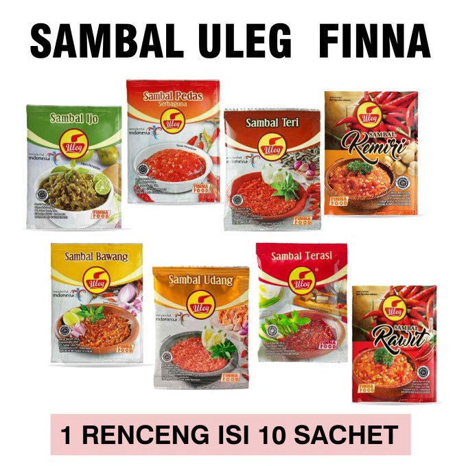 

Semuanya baru Sambal Uleg Renceng 1 sachet x 18 grSambal Uleg Finna Renteng Terasi Bawang Teri Ijo Rawit