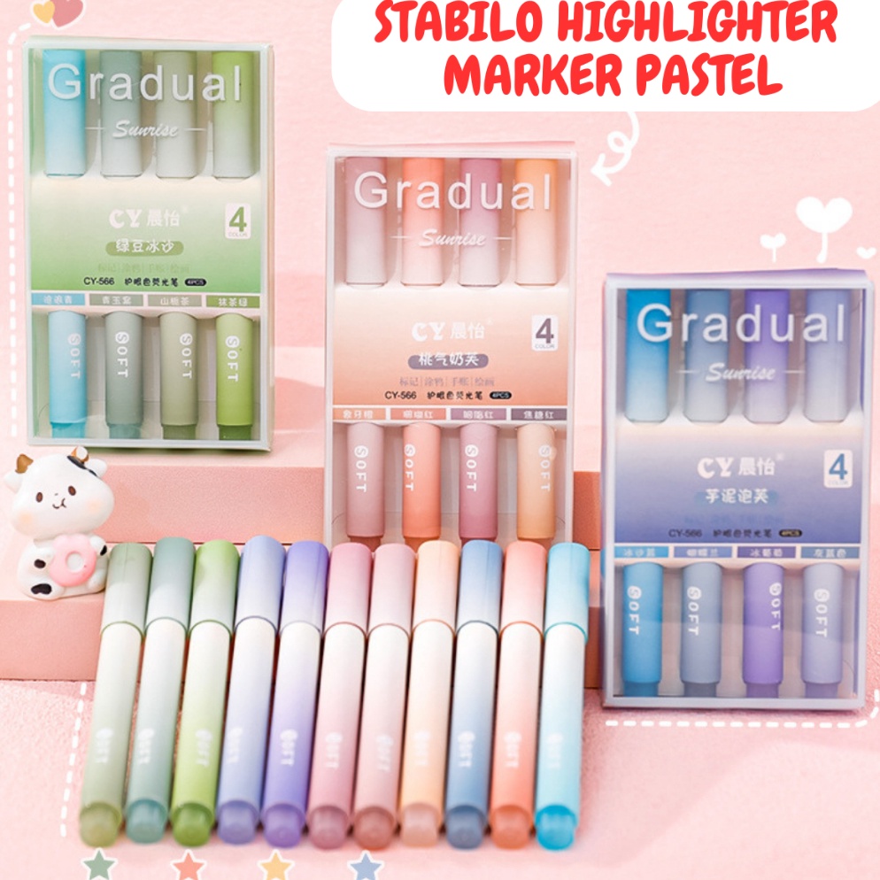 

ART Q39P Highlighter Stabillo Pastel Double Tip Set Marker Alat Tulis ST31