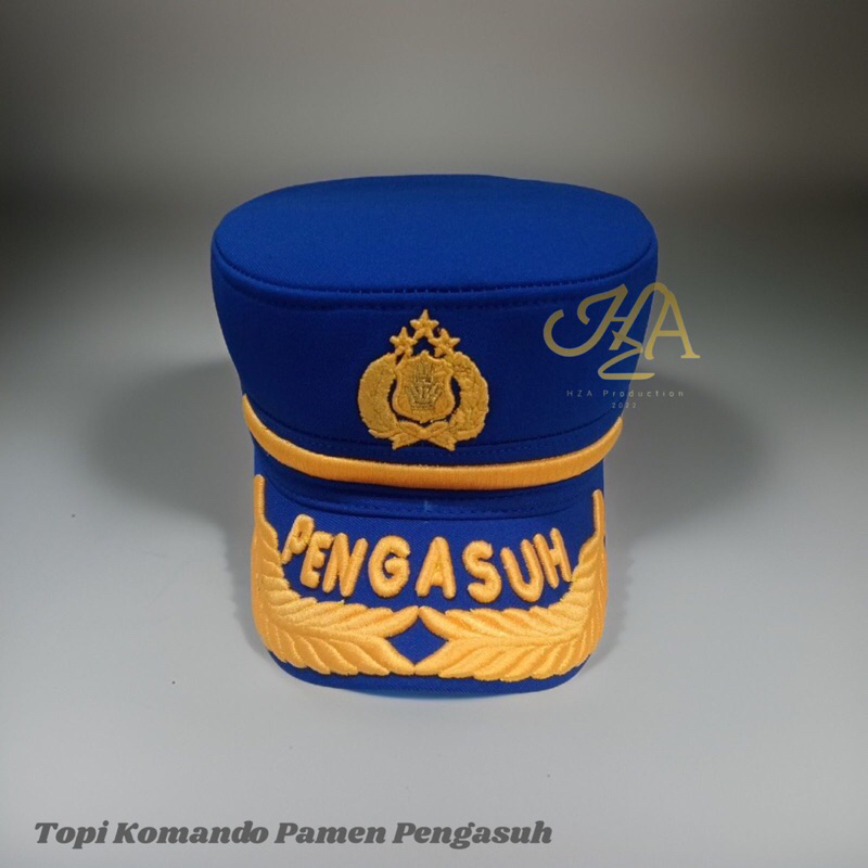 Topi Komando Pamen pengasuh biru/instruktur merah tegak Anti kusut by HZA