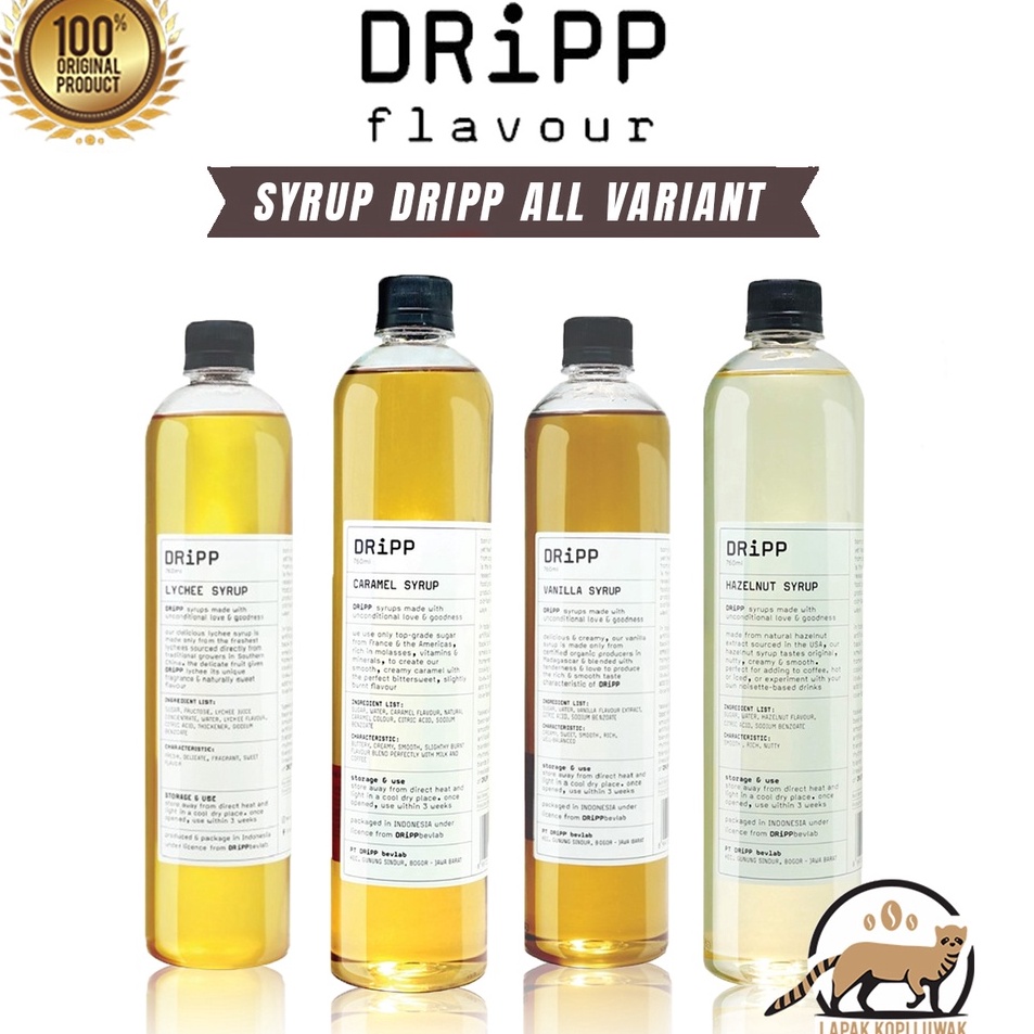 

Terjangkau Dripp Syrup All Variant Sirup Dripp Pandan Caramel Hazelnut Vanilla Lychee Palm Sugar