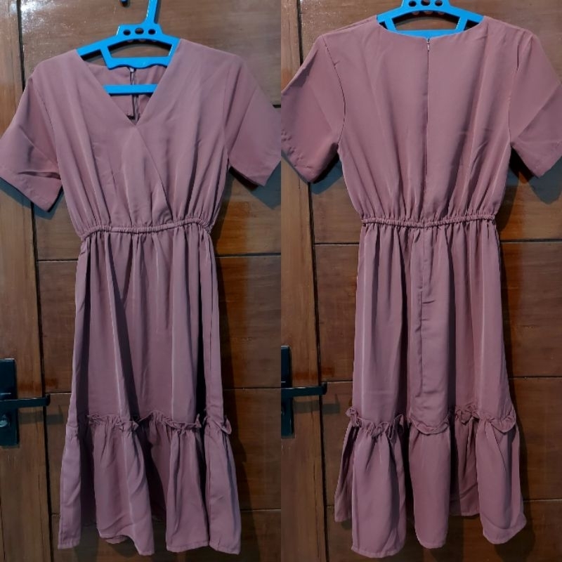 [PRELOVED] DRESS V NECK Wedding/Pesta/Graduation/Casual | SALEM FIT S-XL (ALL SIZE)