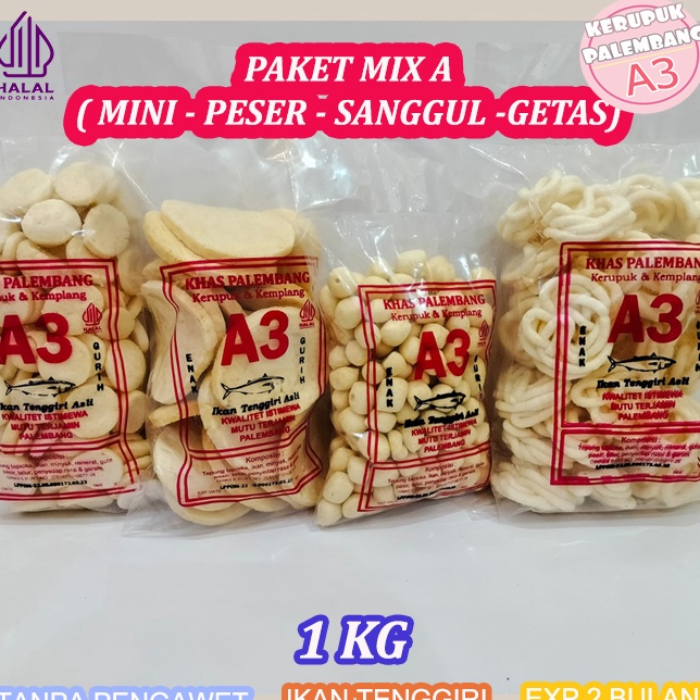 

Official Shop PAKET MIX A KERUPUK MINI PESER SANGGUL GETAS KEMPLANG IKAN TENGGIRI 1 KG