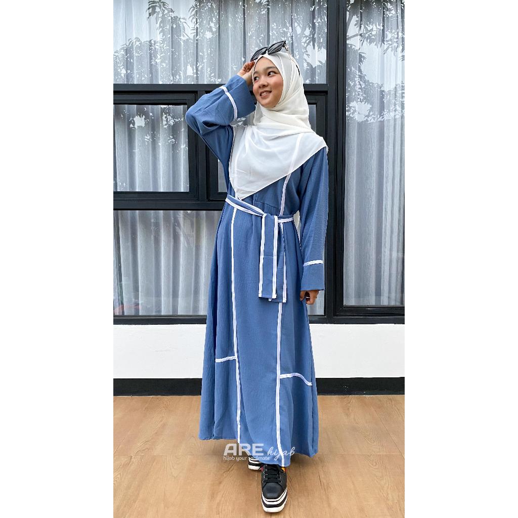 Abaya Asmah Baju Gamis Arab List Hitam Putih Remaja Wanita Muslim Syar'i Modis Terbaru 2024