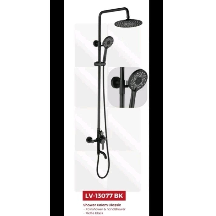 Kran Shower/Tiang Shower Set (Panas+Dingin)-LAVENIA LV-13077BK