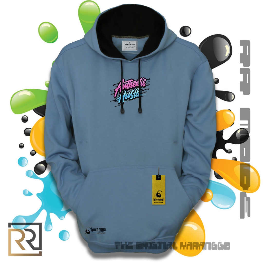 Sweater Hoodie Atitude Hustle Abu Abu Paralon Oversize original Bahan Tebal