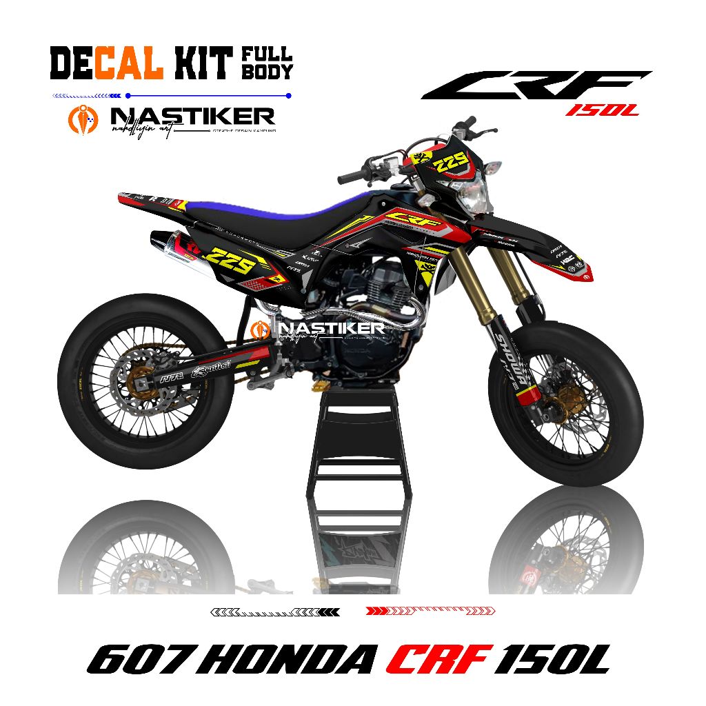 Decal CRF 150L HITAM MERAH - stiker decal crf150l kombinasi stabilo bisa reques desain