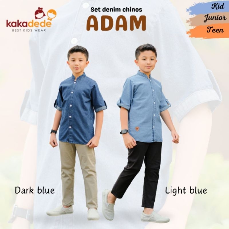 Set Kemeja Koko Denim Jeans Chinos Anak Remaja Laki-laki Adam Kakadede