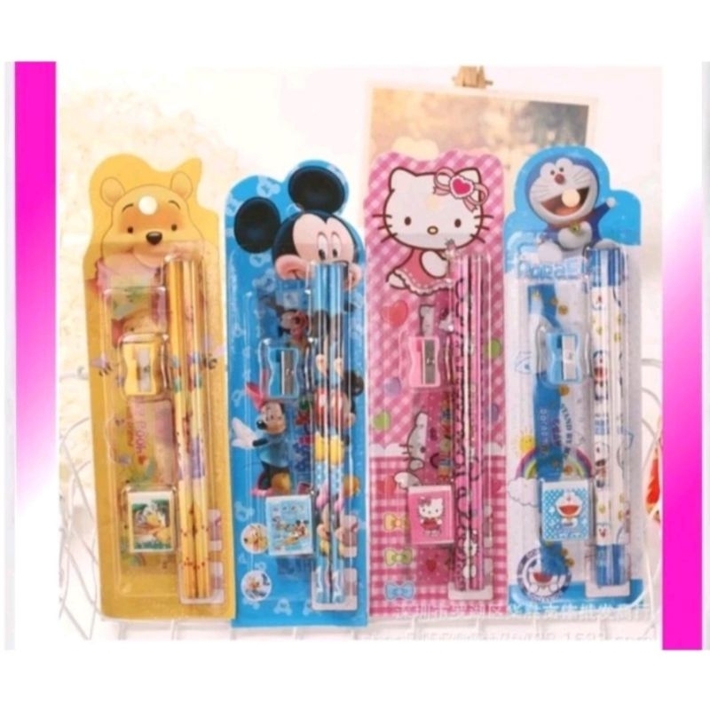 

Stationery Karakter 5in1/ Alat Tulis Karakter Anak TK& SD/Set Alat Tulis Pensil Rautan Penghapus Penggaris