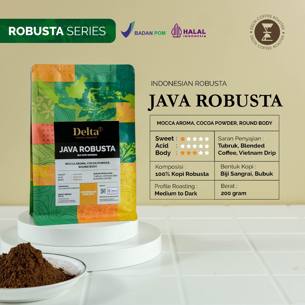 

Kopi Robusta 100% Asli - Java Robusta Medium to Dark Roast Coffee Origin Jawa Tengah