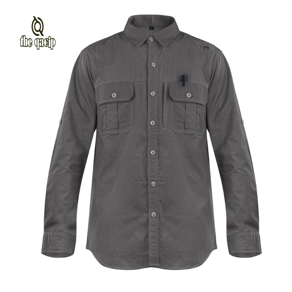 Kemeja Abu abu Polos/Kemeja Lapangan Pria/Kemeja Outdoor Indoor/Kemeja Kantoran