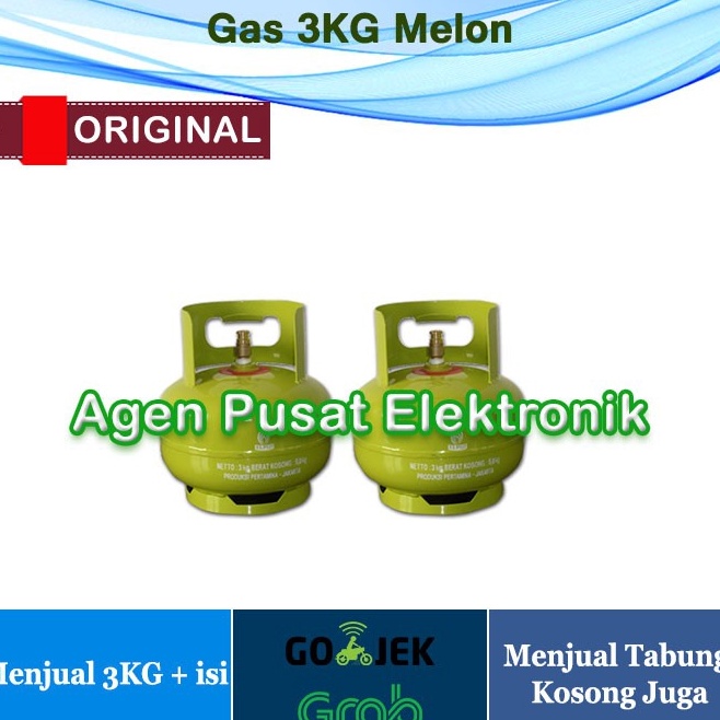 Tabung Gas Full 3 KG LPG  Isi  Kosong Melon Elpiji