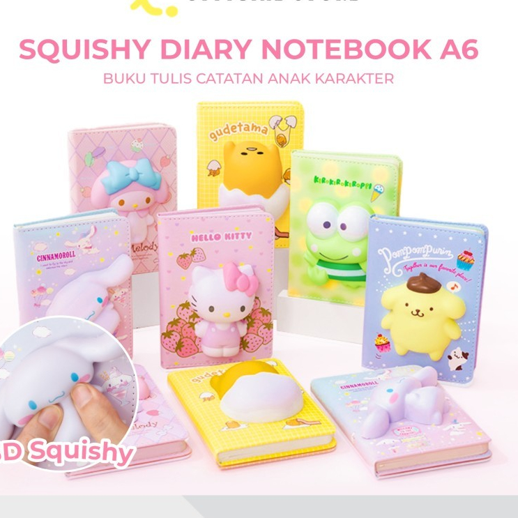 

Buku Diary Melody Cinamonroll Hello Kitty 3D Squishy Book Notebook -