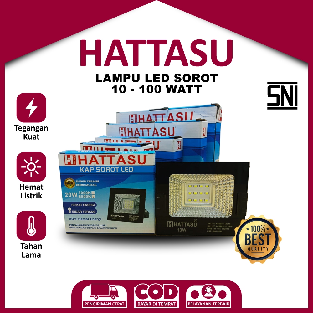 Lampu Sorot LED 10 - 100 Watt Outdoor HATTASU  warmwhite Kuning