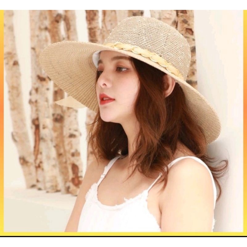 Topi pantai wanita/topi anti panas/topi gelombang ombak.