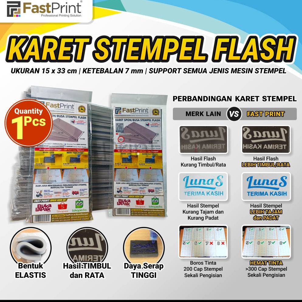 

KODE Y6S3 Fast Print Karet SponBusa Stempel Flash Warna 15x33CM