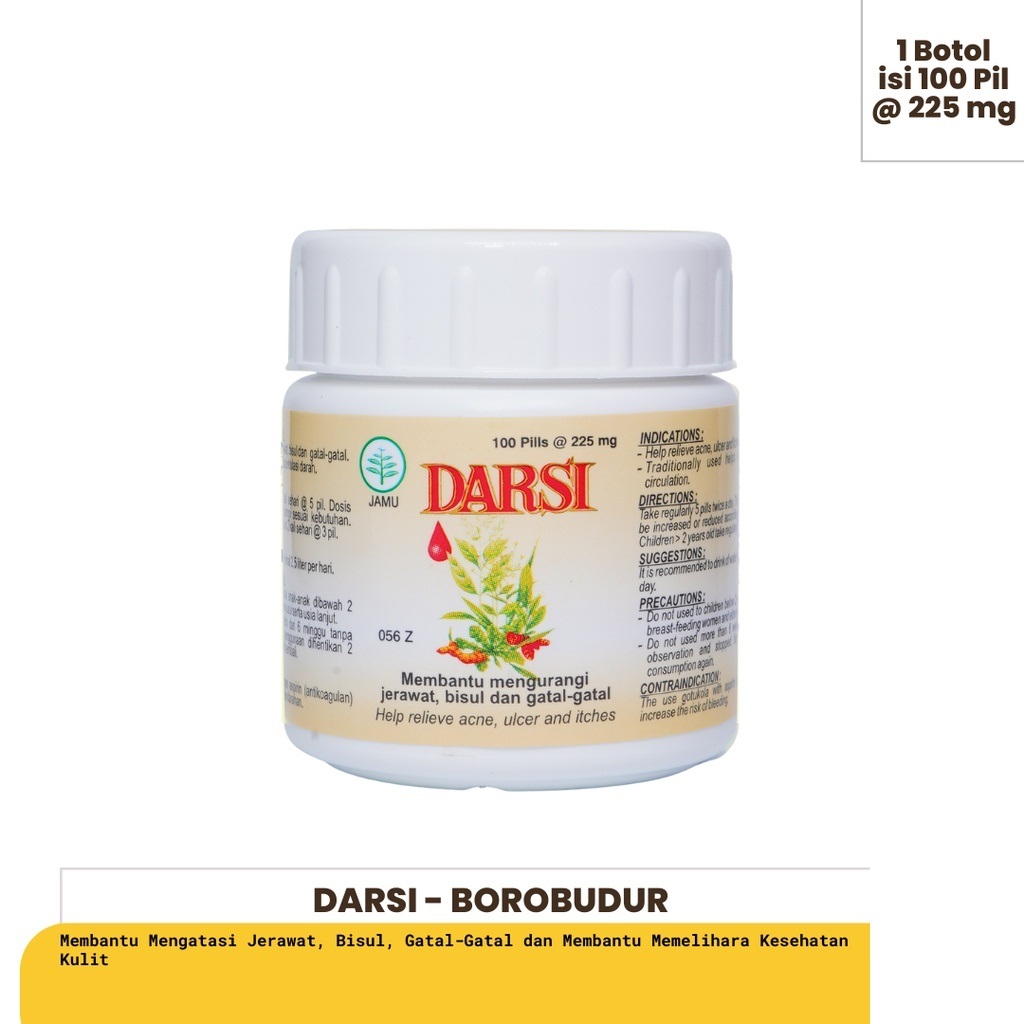 DARSI 100 Pil Kemasan BOTOL BOROBUDUR - Mengobati Jerawat Bisul dan Gatal