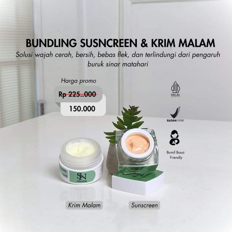 SN Glowing Suncreen dan cream malam