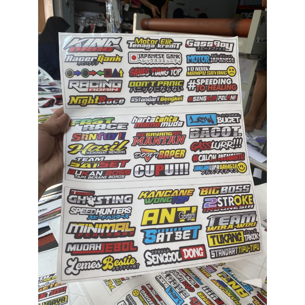 STIKER KATA KATA KING DRAG/ STIKER PACK KATA KATA FAST RACE BAHAN TRANSPARAN
