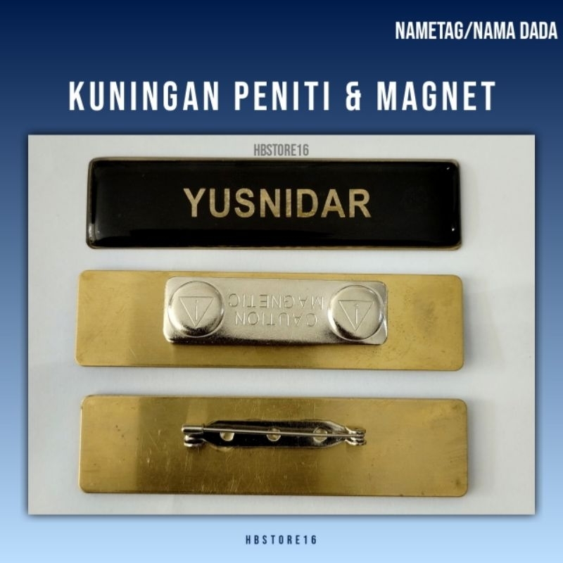 

Nametag Kuningan (Peniti dan Magnet)