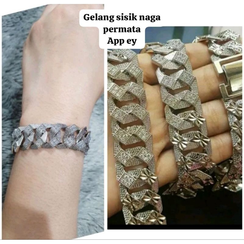 gelang sisik naga pasir silver titanium