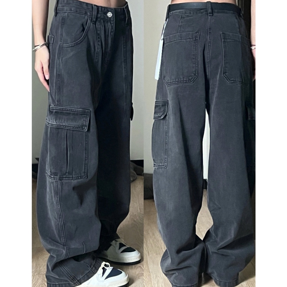 See More Jeans Celana Panjang Cargo Pant Polos Basic Modern wanita Import highwaist loose trousers S