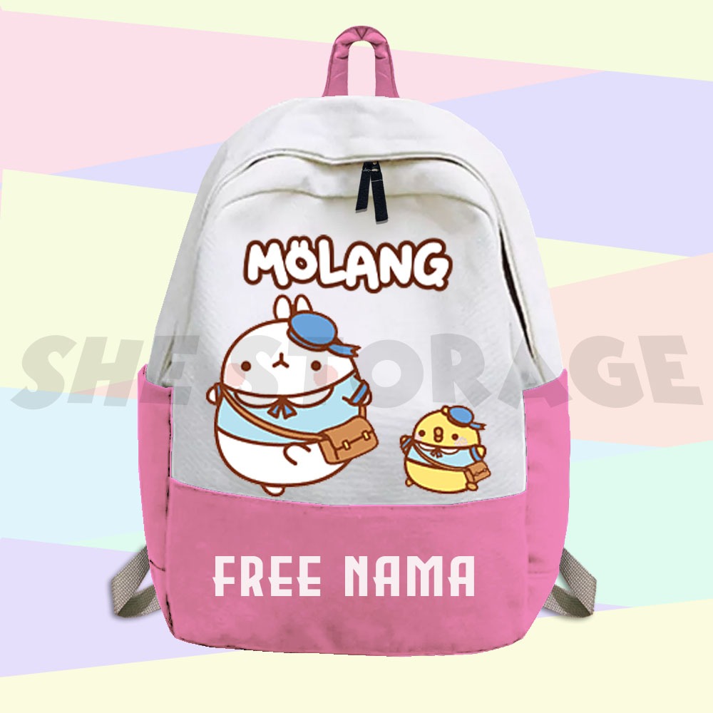 (FREE NAMA) TAS RANSEL ANAK TAS SEKOLAH ANAK KARAKTER MOLANG YOUTUBE KIDS