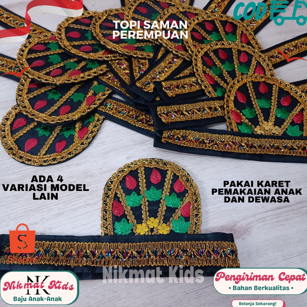 Mau Topi aceh tari saman perempuan bungong jeumpa asesoris kepala adat aceh anak lakilaki dewasa ase