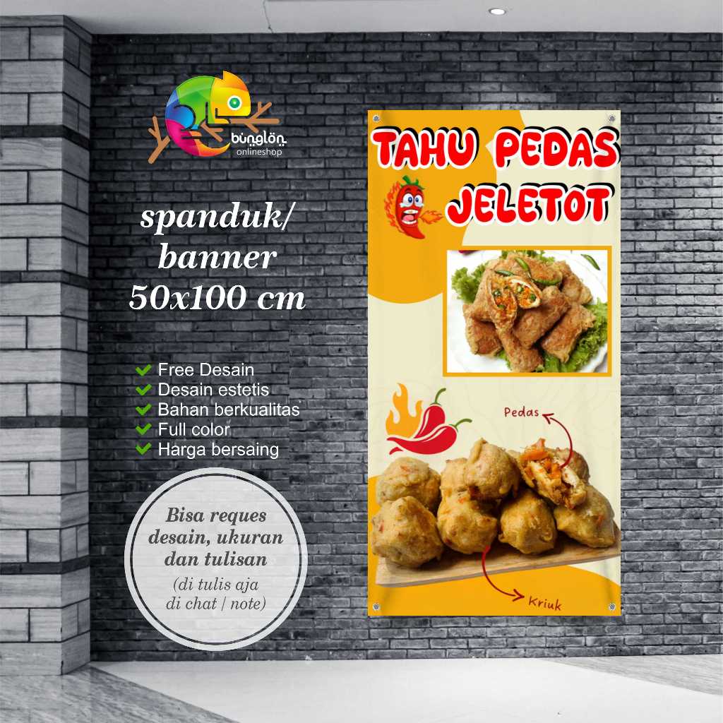 Spanduk Banner Tahu Pedas Jeletot Free Custom Desain