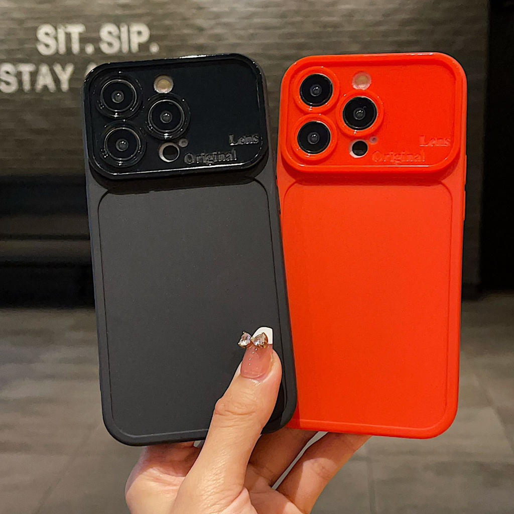 Soft Case Silikon Macaron Lens Original Big Window Jendela Besar With Ring Lensa Kamera Iphone 15 ip