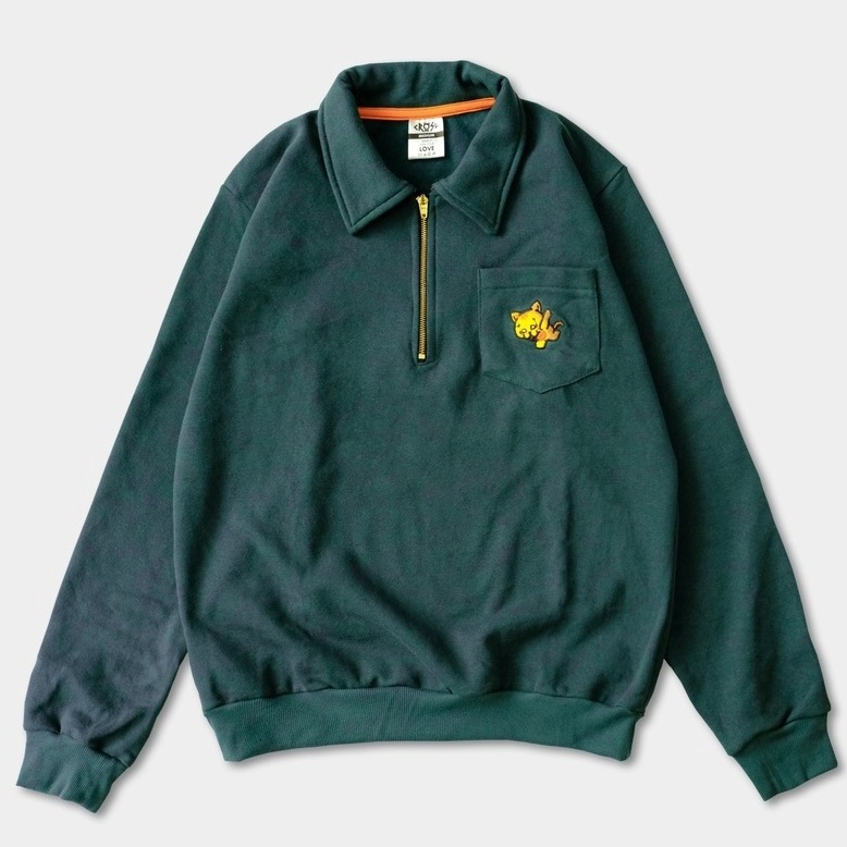 Langsung pesan CRSL Chilo Polonian Sweatshirt  Green  Halfzip Crewneck Sweater  Vintage Jacket