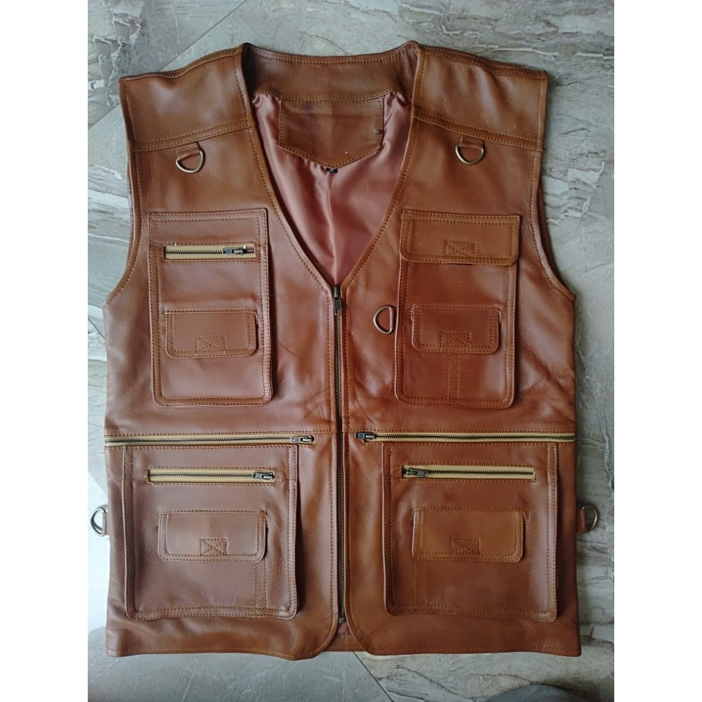 ROMPI KULIT ASLI BIKERS: Eksklusif untuk Pria Vest Club Touring -  Warna Cokelat / black