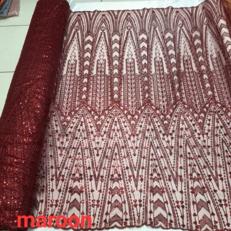 (COD)  bahan kain tulle eplic payett mewah/ bakal kebaya wanita pengantin/ dress modren/ kain payet 