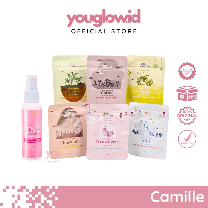 CAMILLE BEAUTY - Little Pop Facemist Spray Masker Wajah Organik WashOff Mask Lemon Greentea Milk Str
