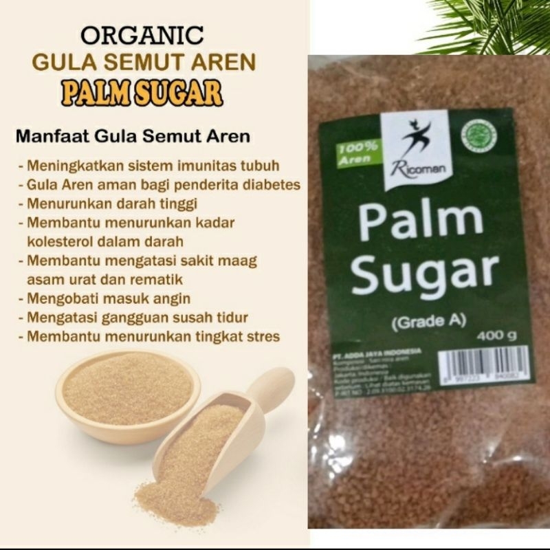 

Gula Aren Semut Organik Palm Sugar Ricoman 400 gr