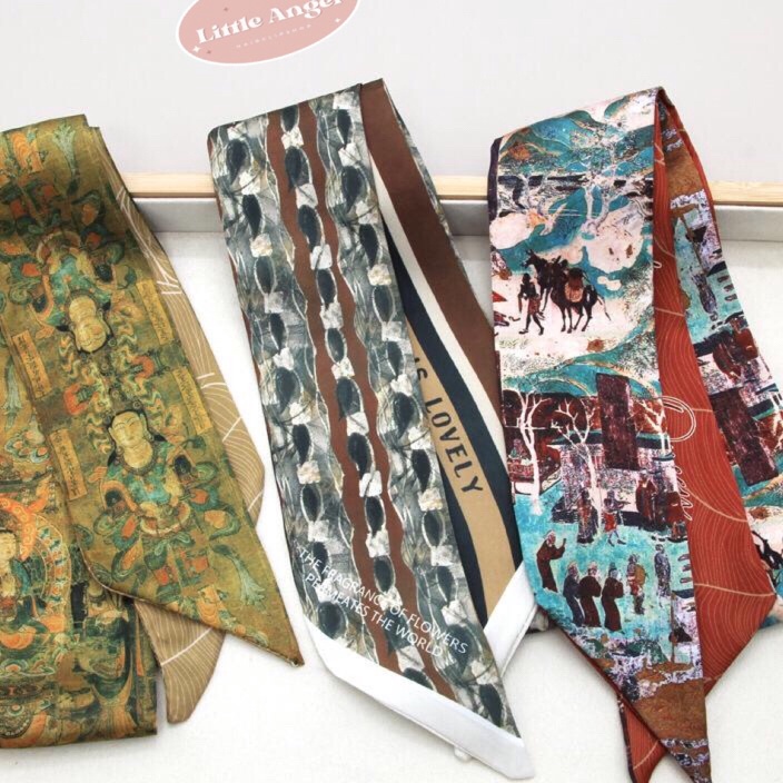 DiSkon  Little Angel  Syal Sutra Seri Baru Ikat Rambut Pita Panjang Serba Guna