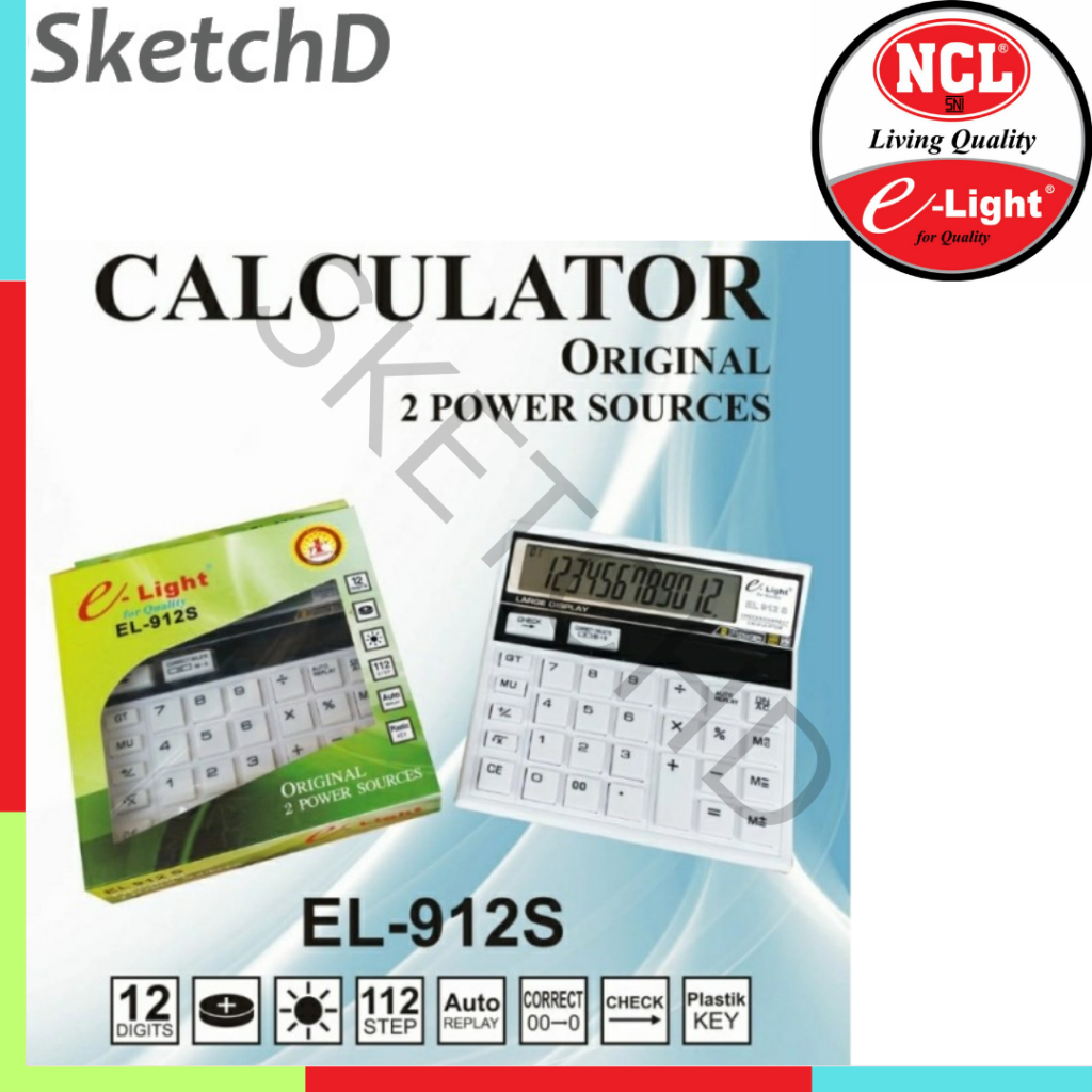 

Kalkulator sedang 12 digit Elight EL 912S Calculator e light