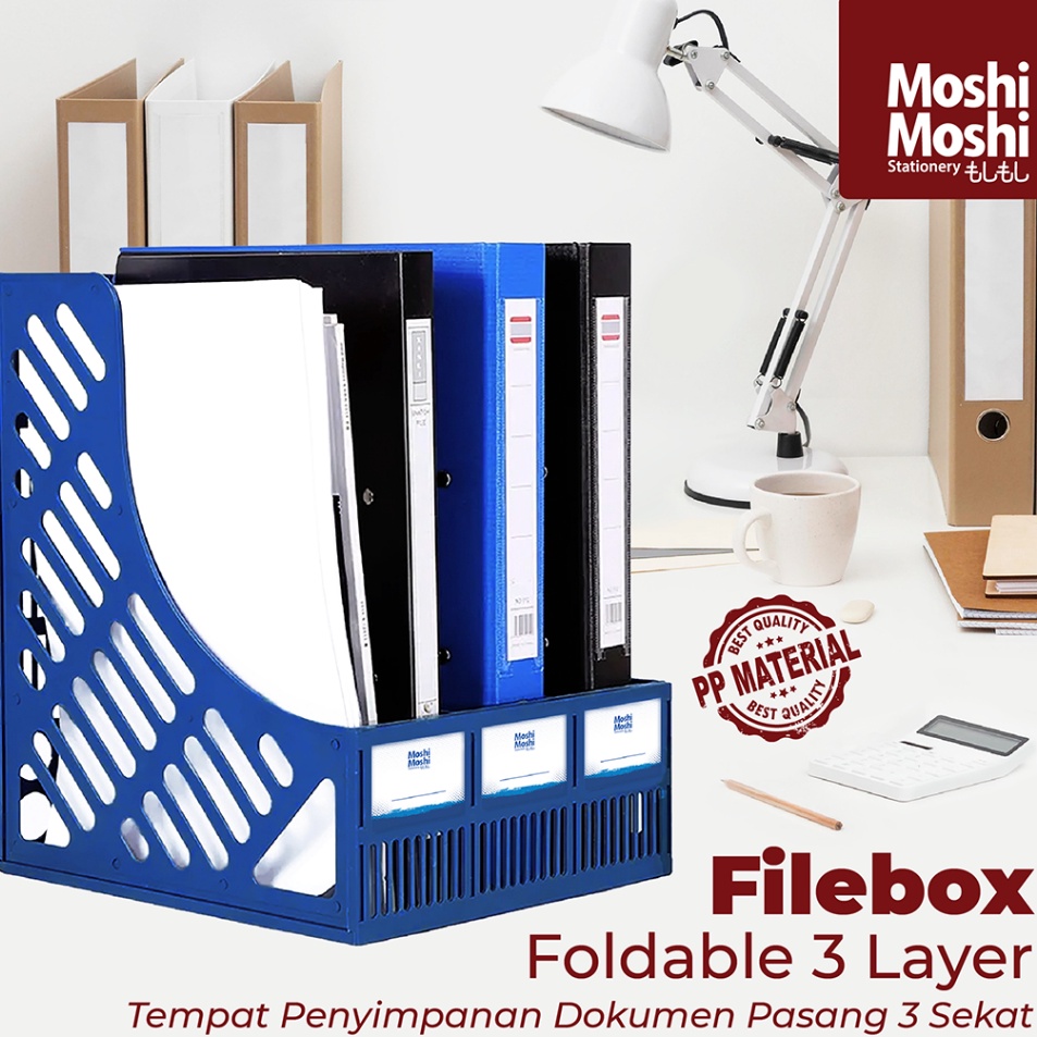 

Baru Asli File Box Foldable 3 Layer Tempat Penyimpanan Dokumen Lipat 3 Sekat